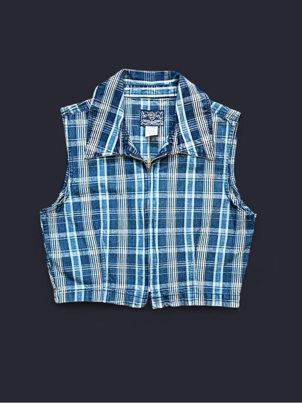 🔥 VINTAGE No Excuses Denim Zip-Up Crop Top